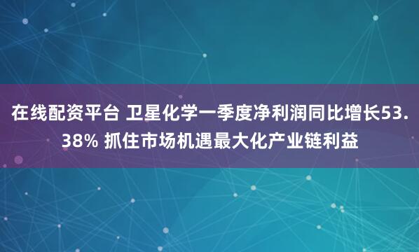 在线配资平台 卫星化学一季度净利润同比增长53.38% 抓住市场机遇最大化产业链利益