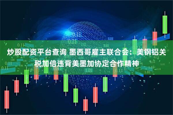 炒股配资平台查询 墨西哥雇主联合会：美钢铝关税加倍违背美墨加协定合作精神